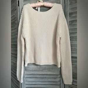 Vince. Oversized Knit Sweater Large Size Cream 100% Cotton